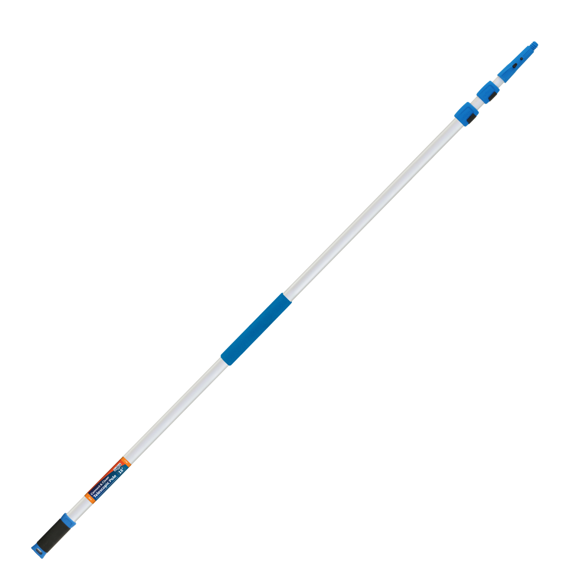 Unger Professional Connect and Clean 6?-18? Aluminum Telescopic Extension Pole with Locking Cone and Quick Flip Clamp Compatible with Cleaning Tool Attachments, Indoor and Outdoor Use